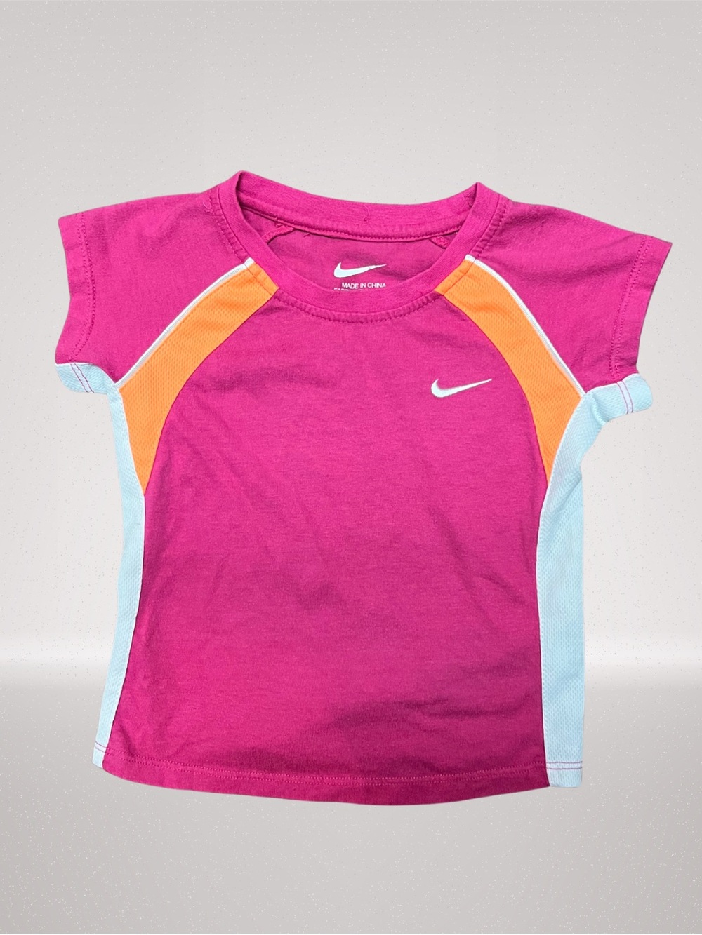 Nike Girls Dri-FIT Athletic Short Sleeve Shirt Size 4T Pink Orange White